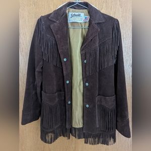 Vintage Schott Western leather fringe jacket.